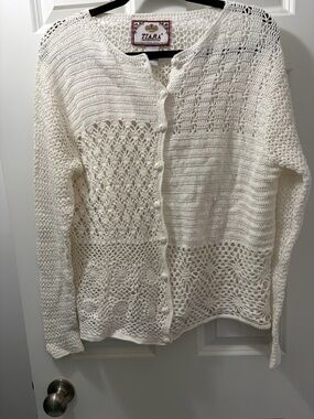 Tiara Off-White Crochet Patchwork Cardigan